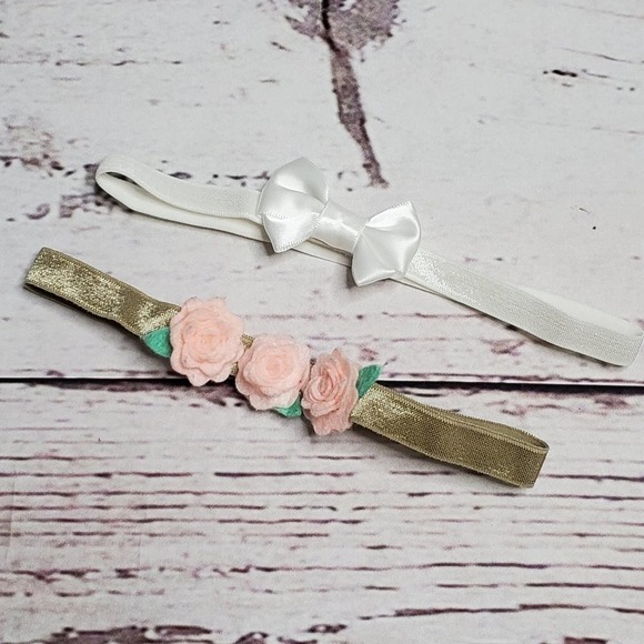 Baby Headband Bundle Thin Floral Bow - Picture 4 of 4